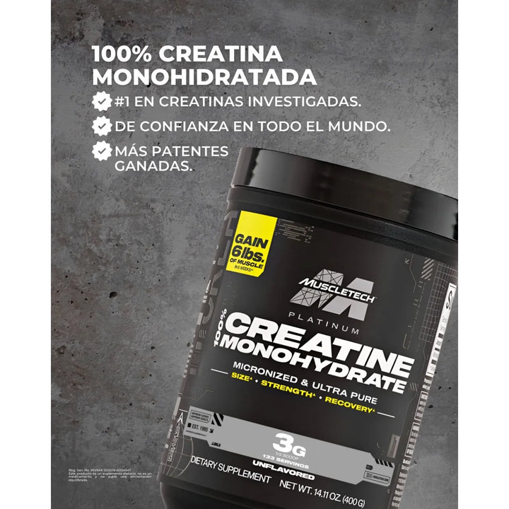 Creatine Platinum 100% X400g  Creatine Micronized - Imagen 3