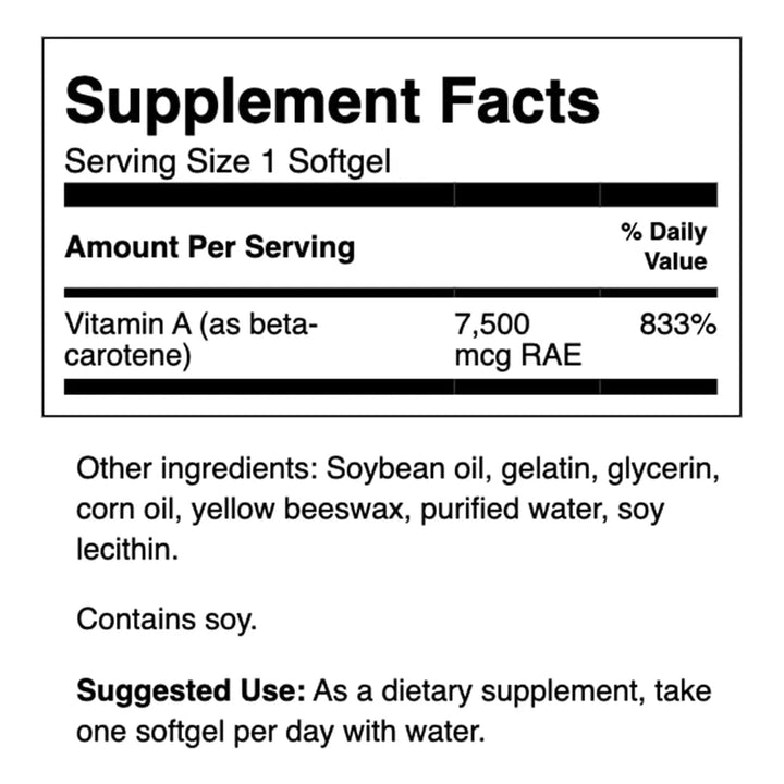 Betacaroteno 7500 Mcg Cápsulas Para Salud Ocular Y Cutánea A - Imagen 3