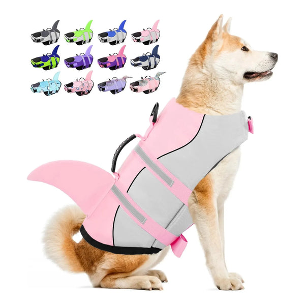 Chaleco Salvavidas Para Perros Talla XL Tiburón Rosa Seguridad y Estilo