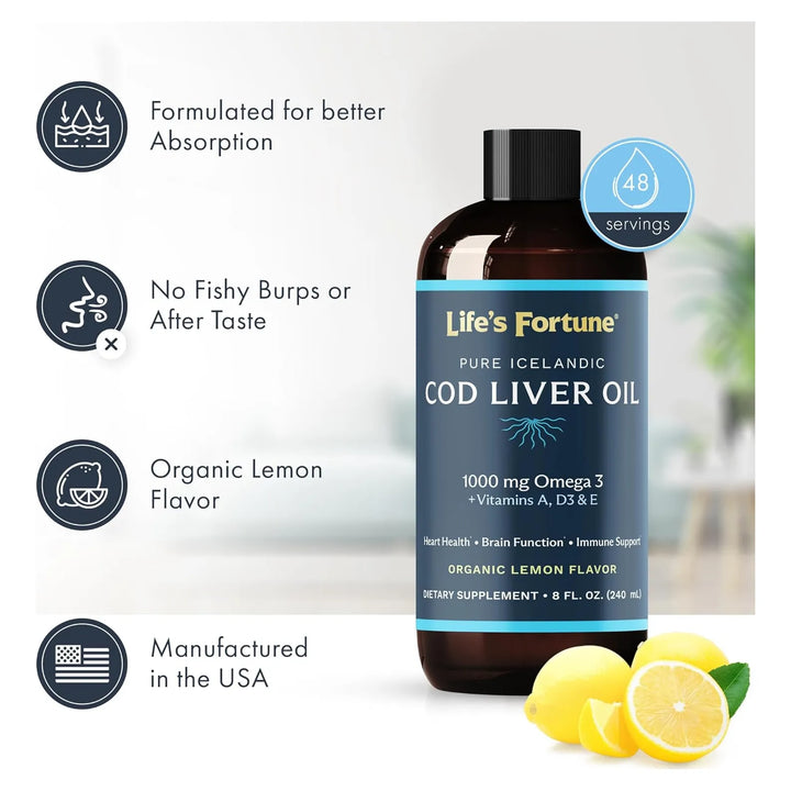 Aceite De Hígado De Bacalao Orgánico Líquido Sabor Limón Ome - Imagen 3