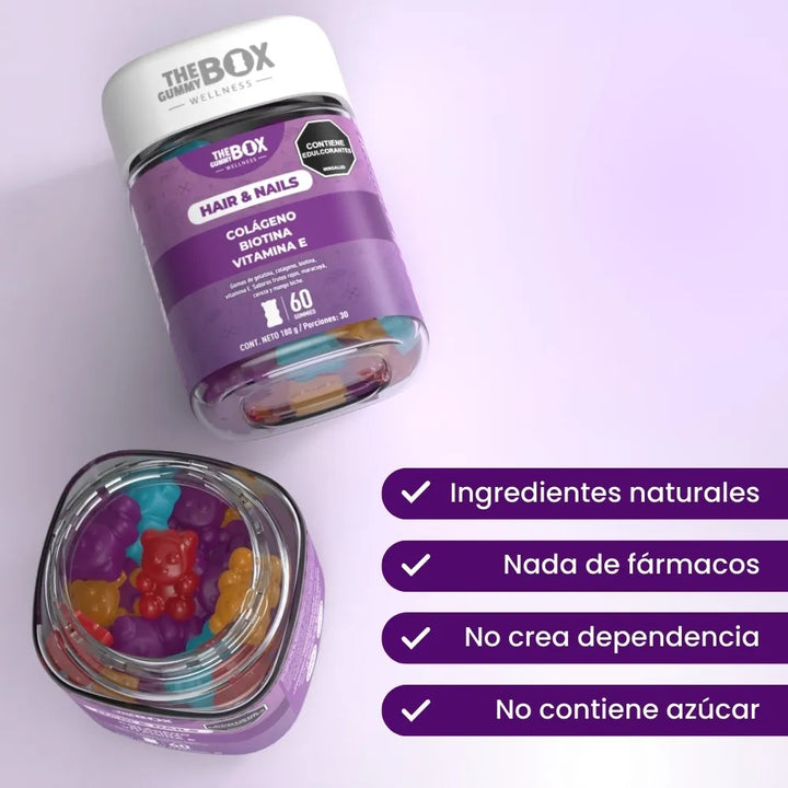 The Gummy Box Hair Vitamins Colageno Hidrolizado + Biotina Frutos Rojos - Imagen 4