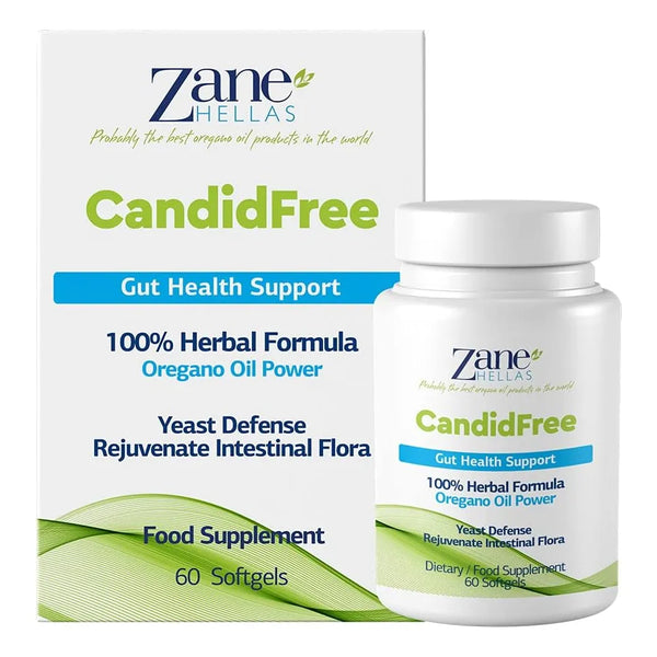 Cápsulas Blandas De Aceite De Orégano Zane Hellas CandidFree 120 Unidades Salud Intestinal