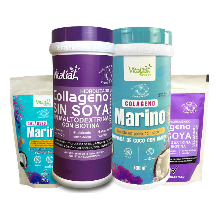 Kit Colágeno Hidrolizado Vitaliah Vainilla + Marino + 2 Doypacks - Imagen 1