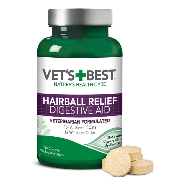 Vets Best Ayuda Digestiva Alivio Bolas Pelo 60 Tabletas Gatos