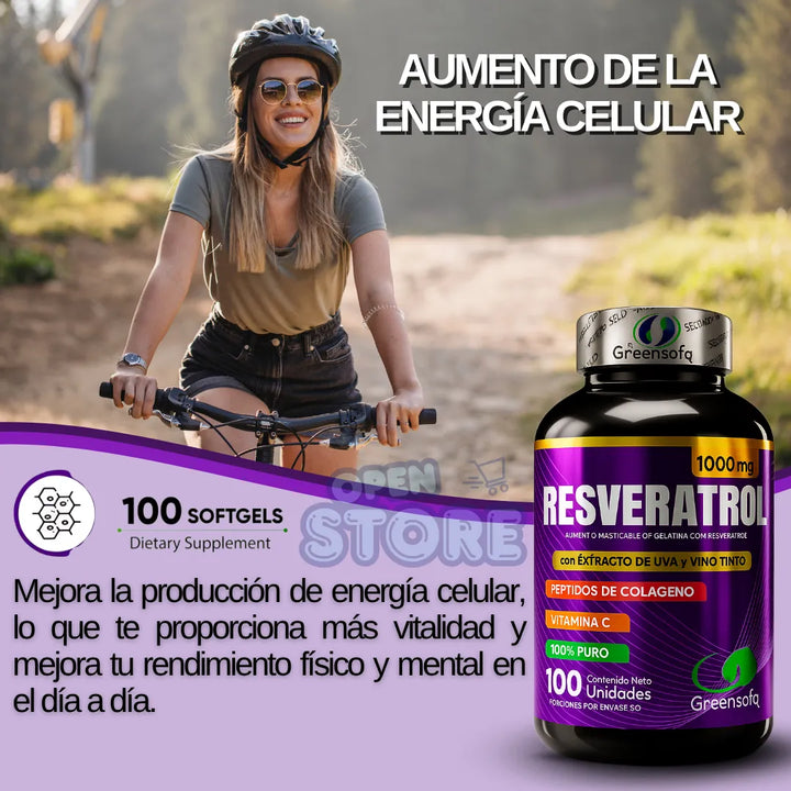 Resveratrol Americano Puro 1600 Con Peptidos De Colageno Original - Imagen 3