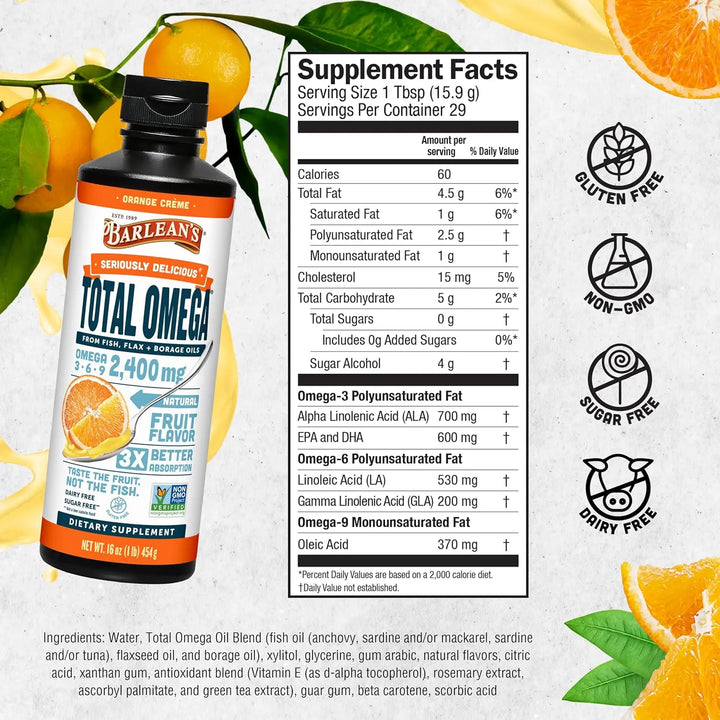 Total Omega 3 6 9 2400 Mg Epa Y Dha Plus Gla Naranja 454 Gr - Imagen 6