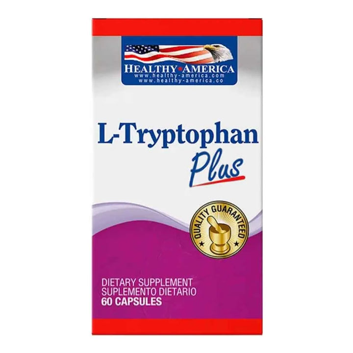 Triptofano L Tryptophan 100mg (60 Caps) Healthy America Con Invima - Imagen 1