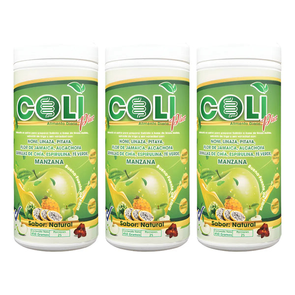 3 Coli Plus Fibra Natural Manzana Verde - Imagen 1