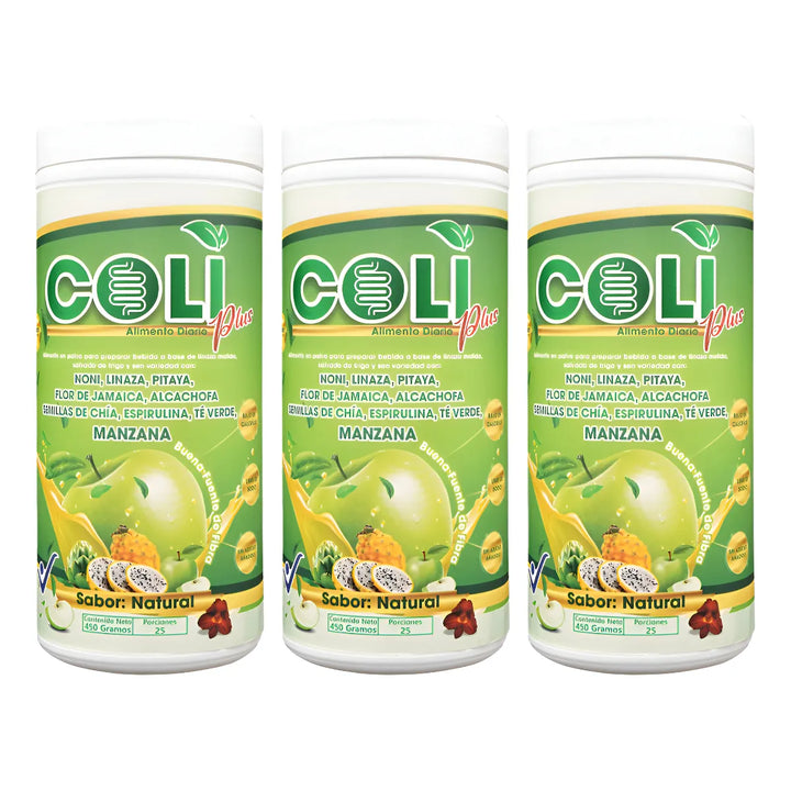 3 Coli Plus Fibra Natural Manzana Verde - Imagen 1