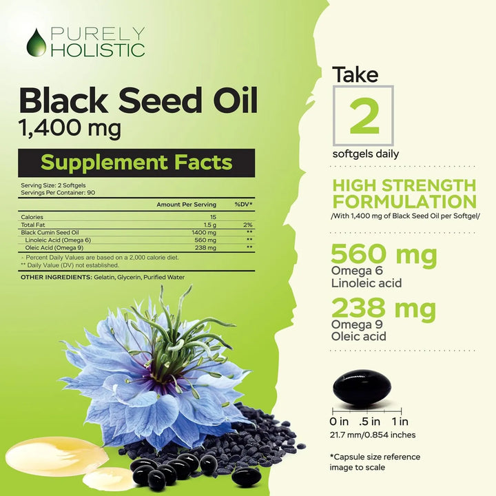 Cápsulas De Aceite De Semilla Negra 1400 Mg 180 Unidades Pre - Imagen 3