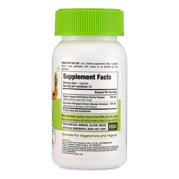 Cápsulas De Bromelina Papaína 500 Mg Con Enzimas Proteolític - Imagen 2
