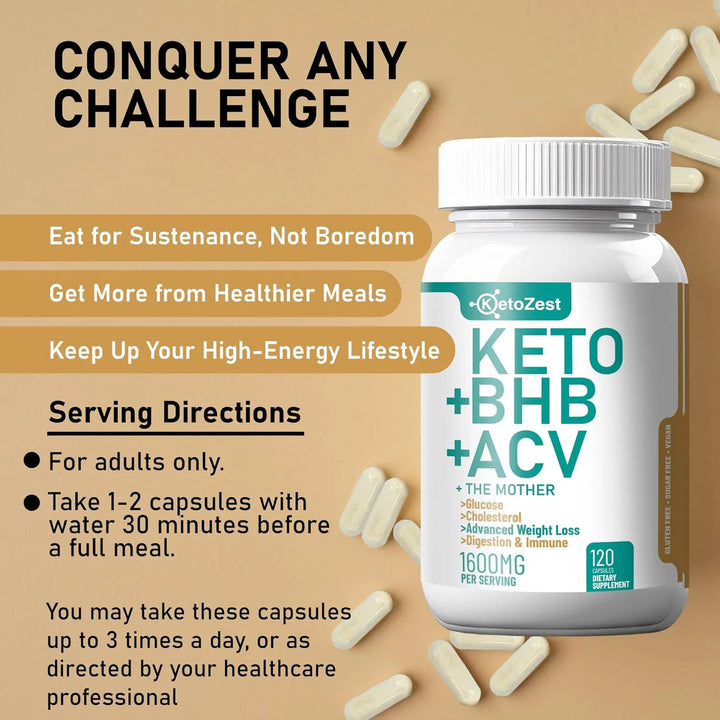 Cápsulas Keto Acv Bhb 1600 Mg Para Quema De Grasa Abdominal - Imagen 7