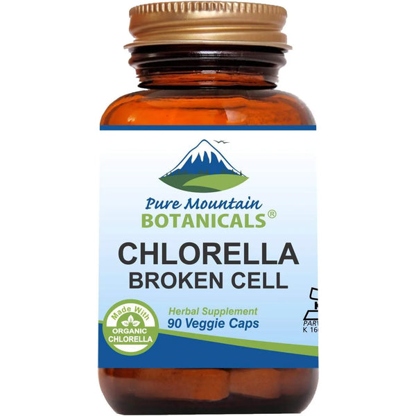 Cápsulas De Chlorella Orgánica 500 Mg Pure Mountain Botanicals Vegano Kosher