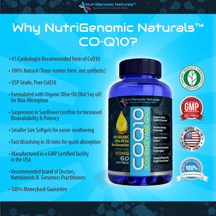 Coenzima Q10 100 Mg Con Aceite De Oliva Orgánico 60 Cápsulas - Imagen 5