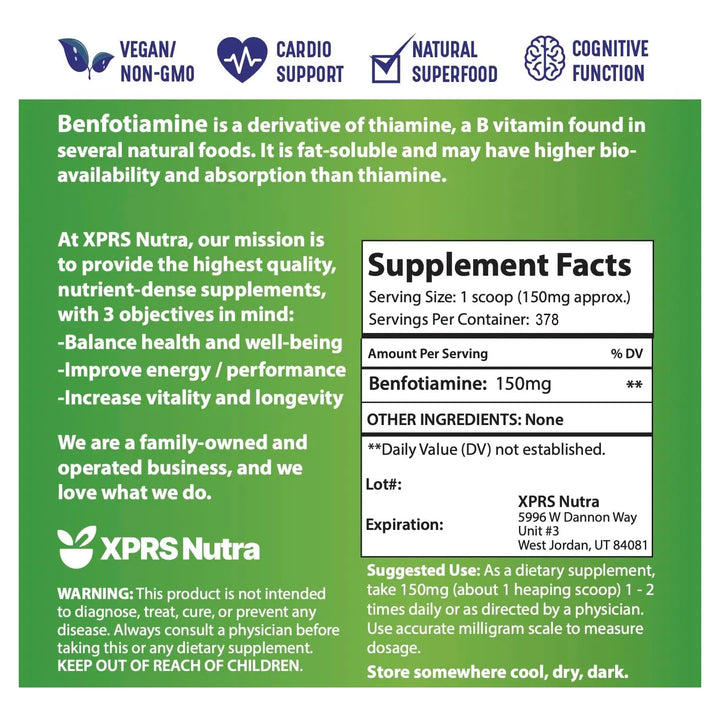 Benfotiamina En Polvo 100 Gramos Impulsor Cognitivo Vitamina - Imagen 7