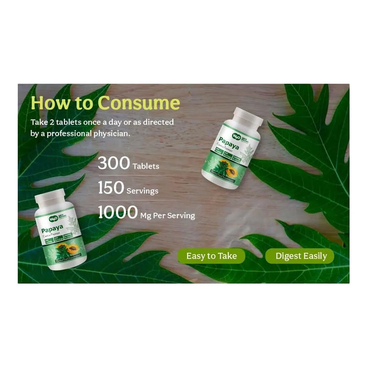 Cápsulas Extracto Hoja De Papaya 300 Tabletas 1000 Mg Apoyo - Imagen 6