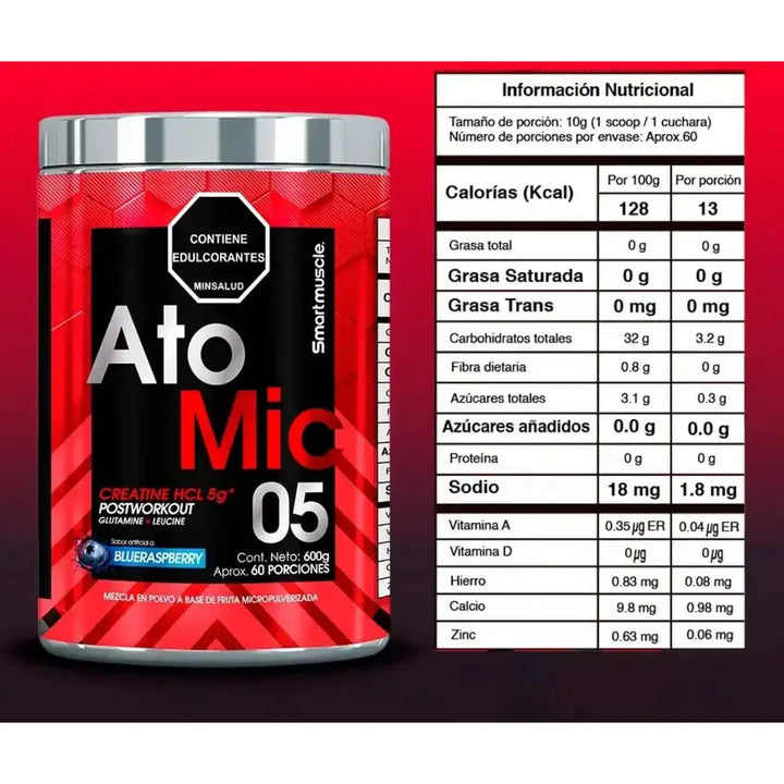 Cre-atomic Hcl 600gr Smartmuscle - Imagen 3