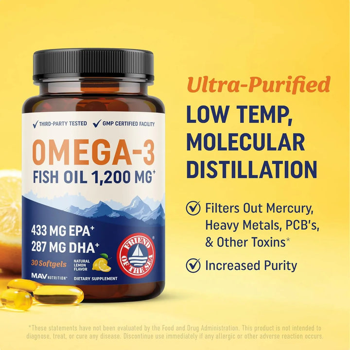 Aceite De Pescado Omega 3 Triple Fuerza 1200 Mg Epa Dha Ácid - Imagen 4
