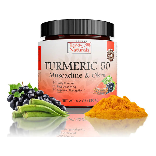 Aryana Turmeric 50 Suplemento Organico De Curcuma En Polvo Con Uva Muscadina Y Extracto De Okra Para Salud Articular