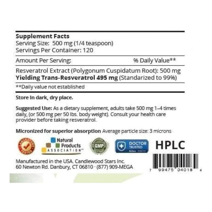 Polvo De Resveratrol Puro 99% Grado Farmacéutico 60 Gramos T - Imagen 2