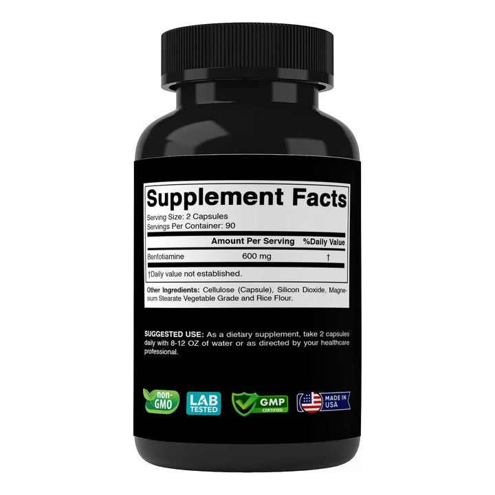 Benfotiamina 600mg 180 Cápsulas Vitamina Liposoluble - Imagen 4