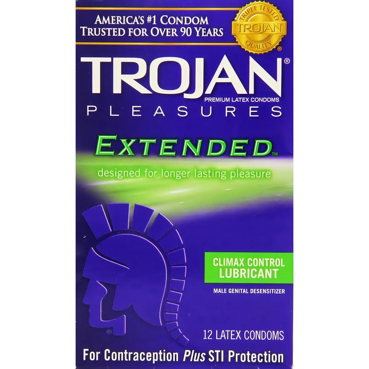 Caja Original 12 Condones Trojan Extended Pleasure Retarda - Imagen 4