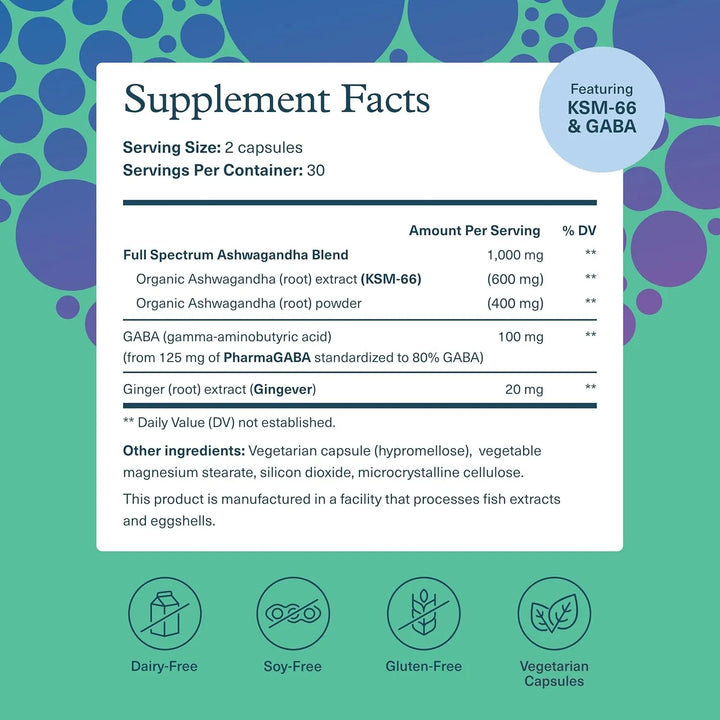 Ashwagandha 1000 Mg Con Gaba 100 Mg Para Estrés Y Memoria 60 - Imagen 2