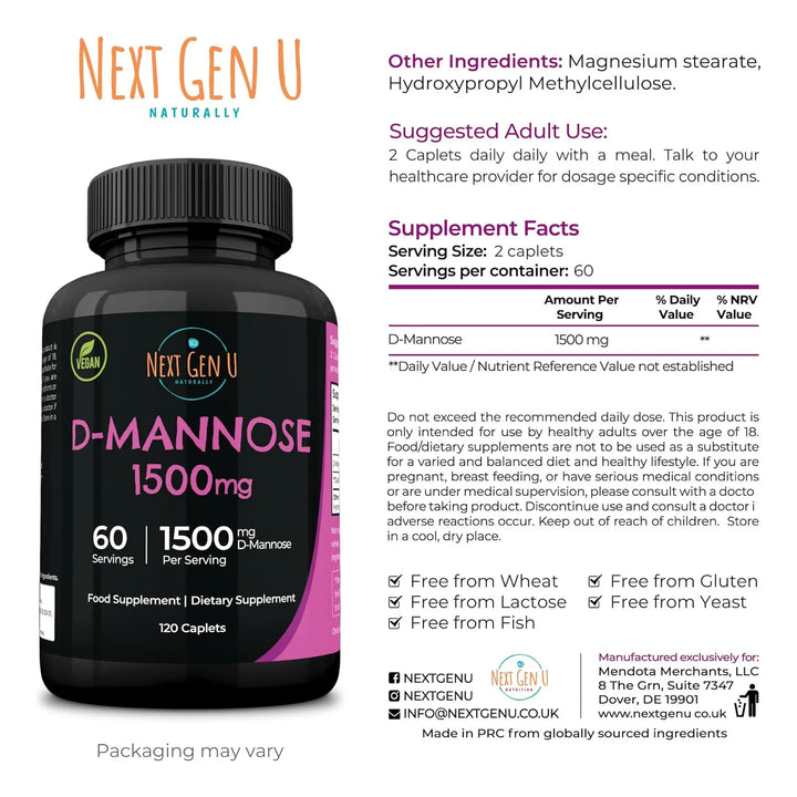 D-manosa 1500 Mg 120 Cápsulas Para Un Tracto Urinario Saluda - Imagen 4