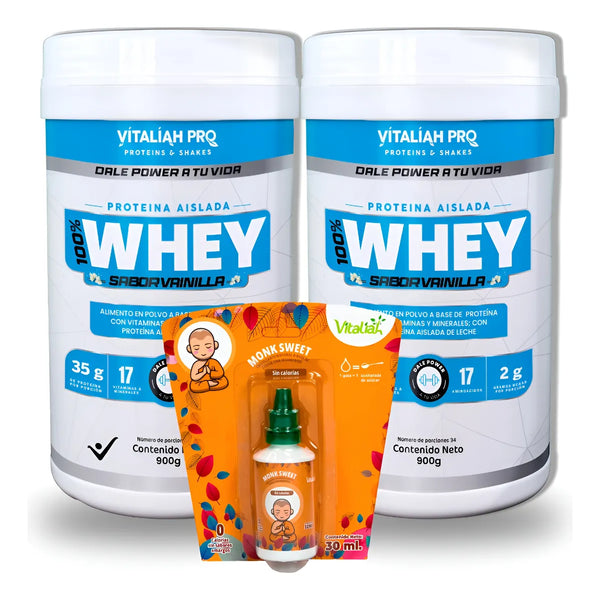 Proteína Aislada Whey Vitaliah X2 + Gotero Monk 30ml - Imagen 1
