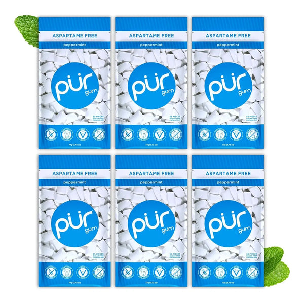 Chicle Pur Menta Piperita Con Xilitol Vegano 55 Unidades Frescura Duradera Y Cuidado Bucal