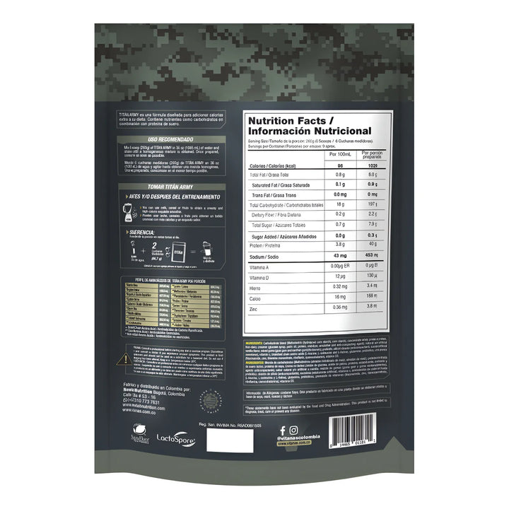 Proteina Titan Army 5lbs - Vitanas- Ganadora De Peso - Imagen 2