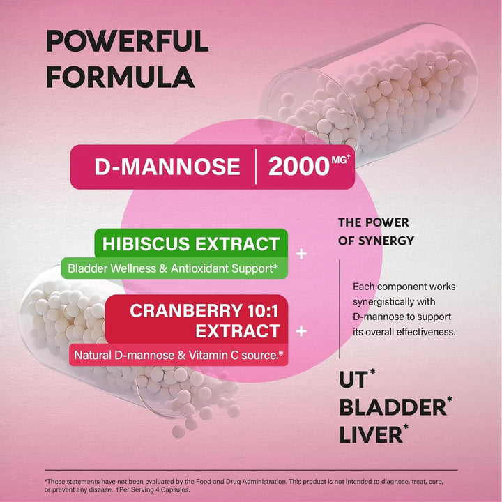 Cápsulas De D-mannose 2000 Mg Salud Tracto Urinario Apoyo Na - Imagen 5