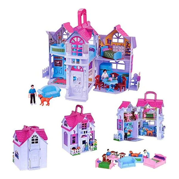 Liberty Imports Casa De Muñecas Plegable Con Accesorios Y Figuras