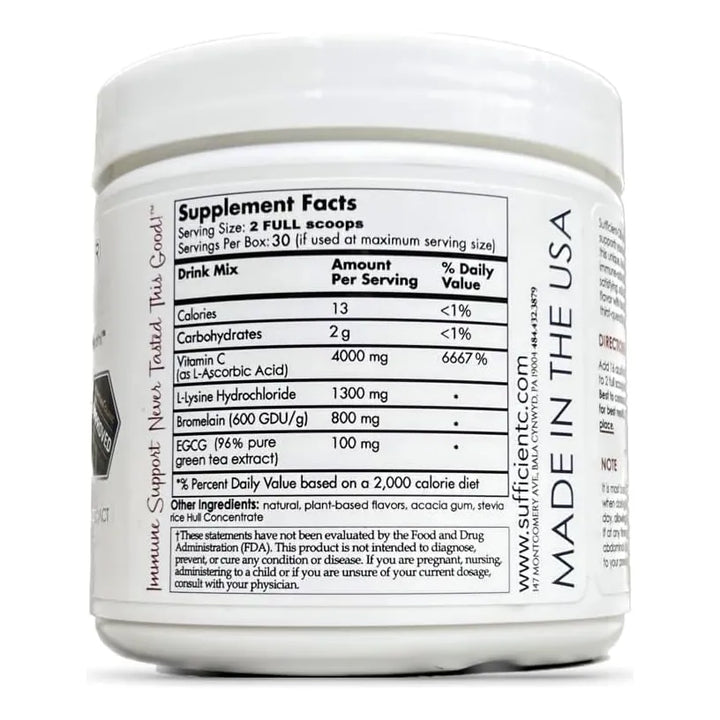 Bebida Inmune Melocotón Limón 4000 Mg Vitamina C 250 G L-lis - Imagen 2