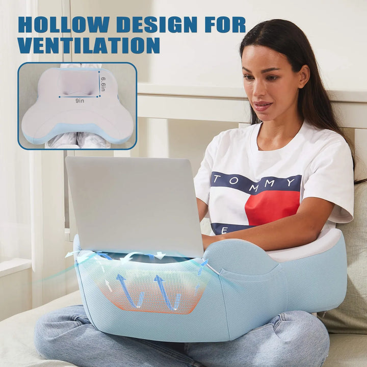 Almohada De Lectura Suave Para Regazo Escritorio Portátil Al Azul-gris - Imagen 3