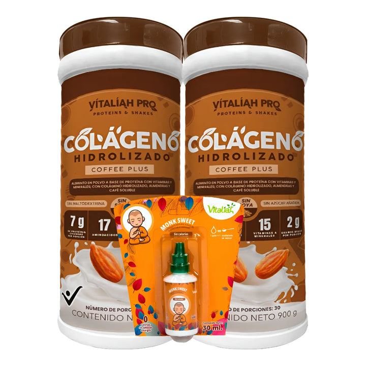 Colágeno Vpro Coffe Plus X2 + Endulzante Monk 30ml - Imagen 1