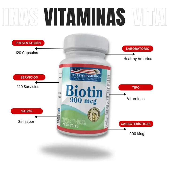 Biotina Americana 900mcg N/a - Imagen 2