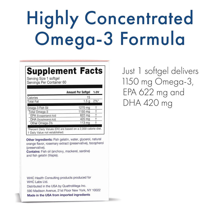 Aceite De Pescado Unocardio X2 Omega 3 Triglicéridos 1270 Mg - Imagen 2