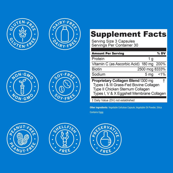 Cápsulas De Colágeno Múltiple 90 Cap Biotina Y Vitamina C - Imagen 8