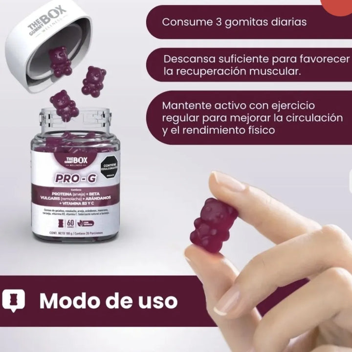 Gomitas Pro-g The Gummy Box X60 Con Proteína De Arveja Remolacha Arándanos Vitaminas B3 Y C Energía Y Antioxidantes Sin Azúcar - Imagen 3