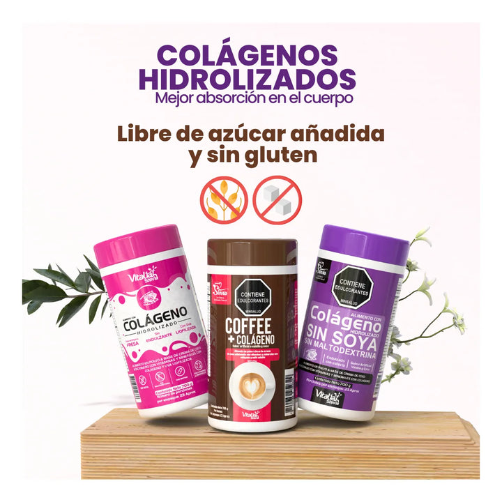 Kit Vitaliah Colágeno Hidrolizado X3 Vainilla + Coffe + Fresa - Imagen 3