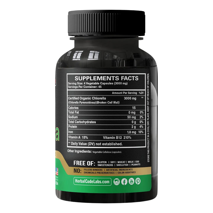Cápsulas Orgánicas De Chlorella 3000 Mg Con Pared Celular Ag - Imagen 3
