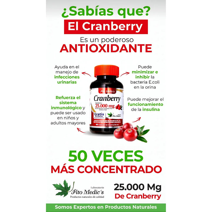 Cranberry Arandanos 25.000mg Sin Sabor - Imagen 2