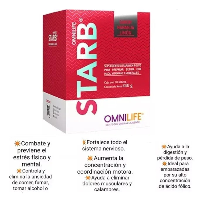 Starbien Omnilife X  30 Sobres  Naranja Limón - Imagen 2