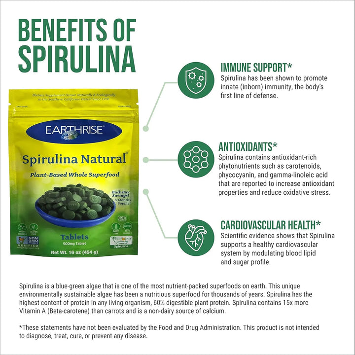Espirulina Californiana Pura 500 Mg Alta En Vitaminas Minera - Imagen 3
