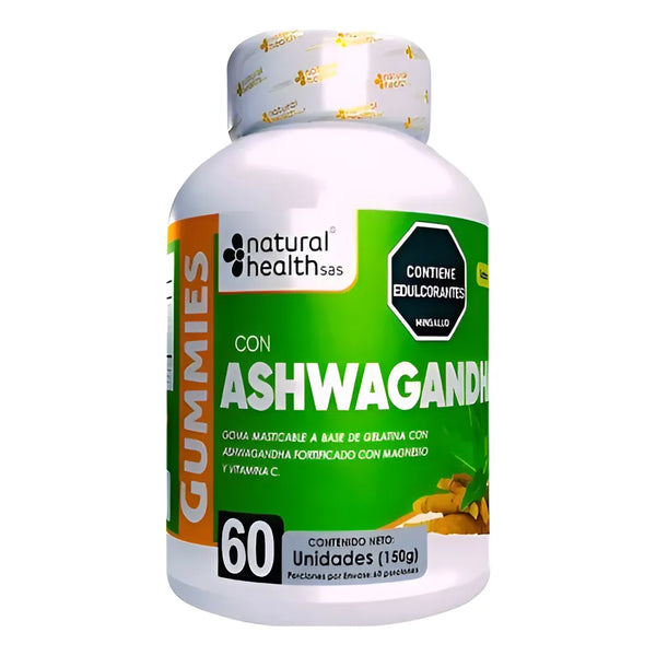Ashwagandha Gummies Natural Health 60 Unidades Suplemento Para Estrés, Ansiedad, Energía, Concentración, Memoria, Digestión Y Control De Azúcar - Imagen 1
