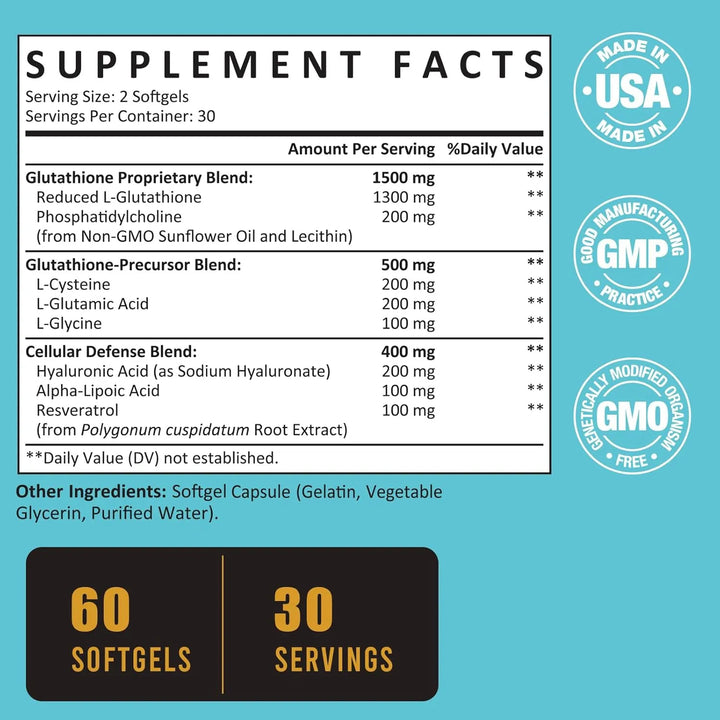 Cápsulas Blandas Glutatión Liposomal 2400 Mg Absorción Máxim - Imagen 2