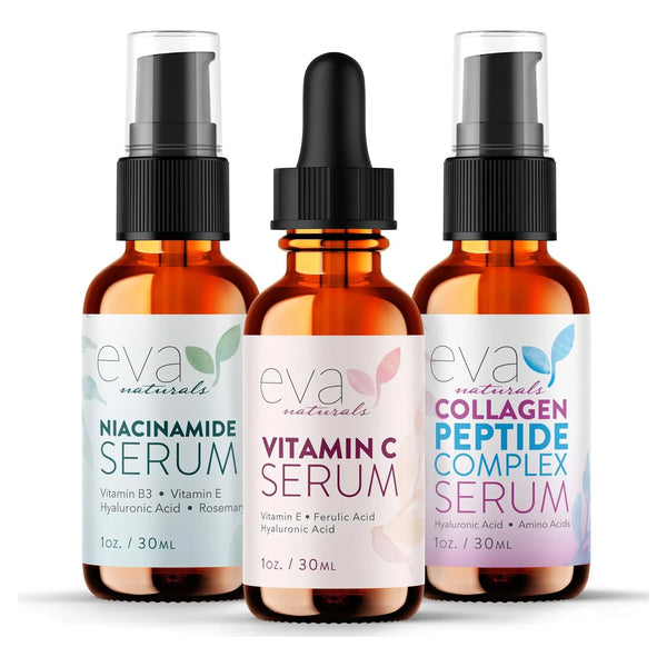 Set Antiedad 3 En 1 Niacinamida Peptido Vitamina C Eva Naturals Piel Radiante