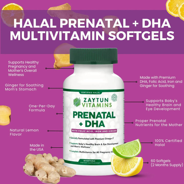 Vitaminas Prenatales Halal Con Dha Hierro Ácido Fólico Jengi - Imagen 4