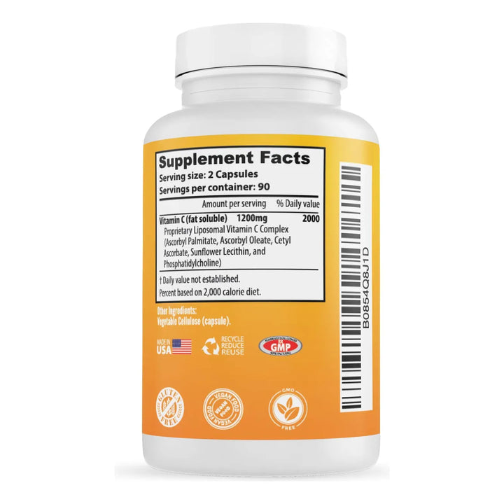 Cápsulas De Vitamina C Liposomal 1200 Mg Alta Absorción 180 - Imagen 6